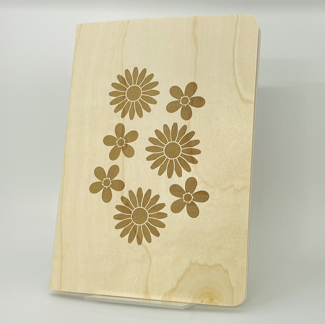 Holz-Notizbuch „Blumen“ (Ahorn) 