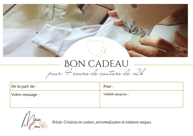 4 cours de couture de 2h