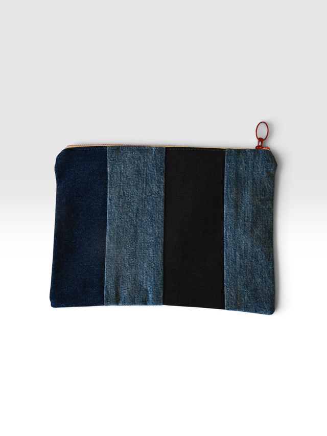 Big patchwork denim pouch