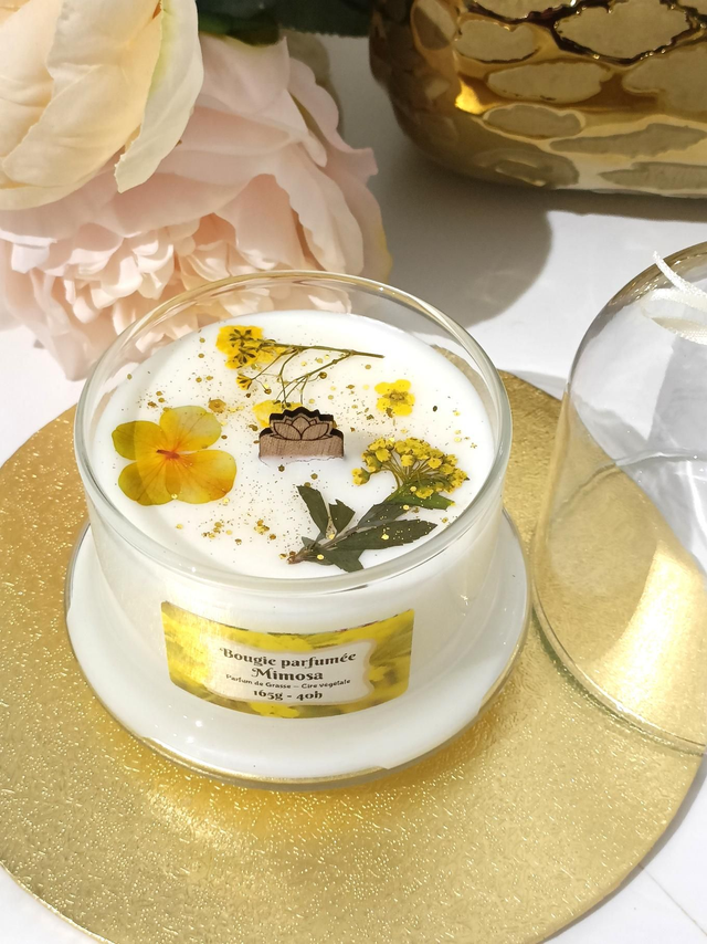 Bougie cloche mimosa