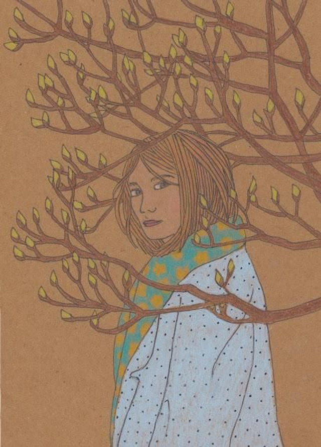 Originele tekening "In de knop"