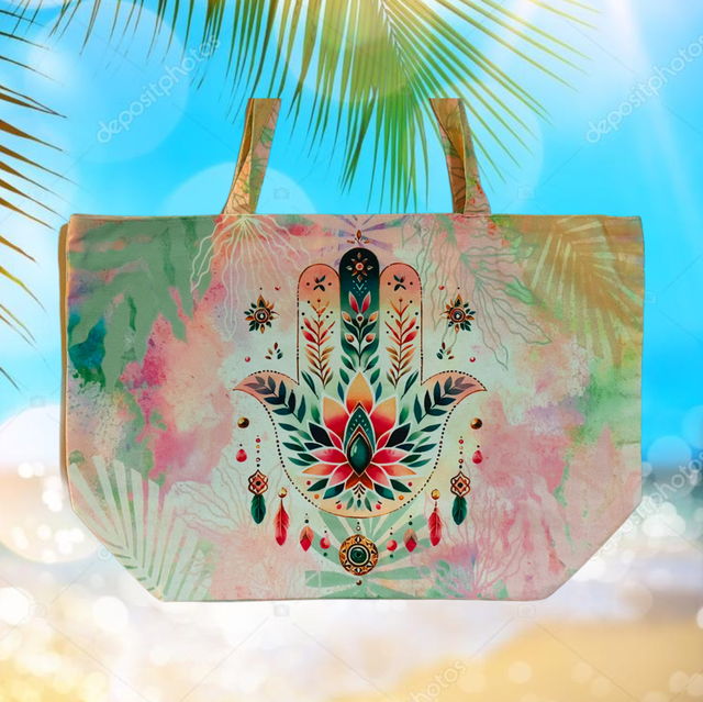 HAMSA HAND LARGE BEACH BAG