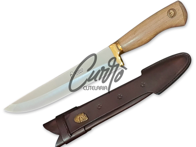 Faca Churrasco 9 Pol Elmo Aço Inox Alemão Cabo Madeira