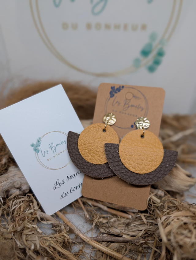 Boucles d'oreilles Dona marron jaune do055