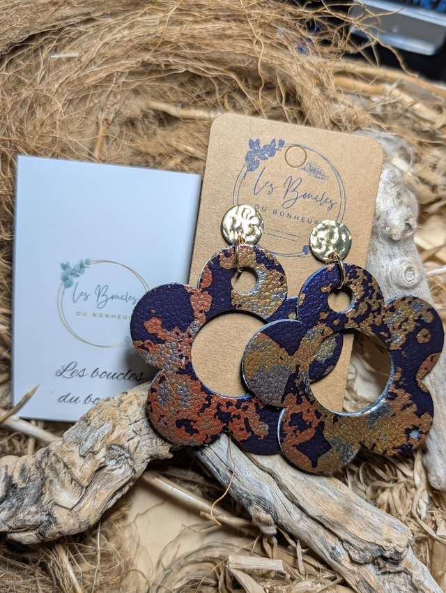 Boucles d'oreilles Sonia marine dorée sa003