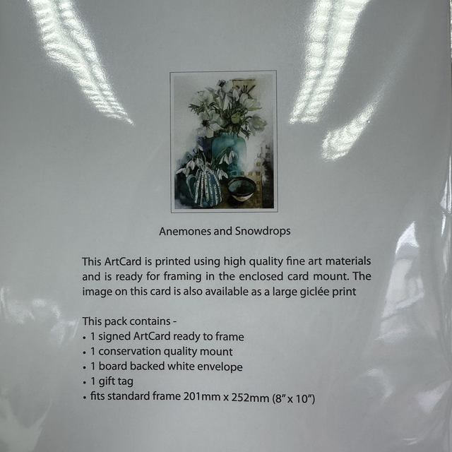 Anemone and Snowdrop Art Card
