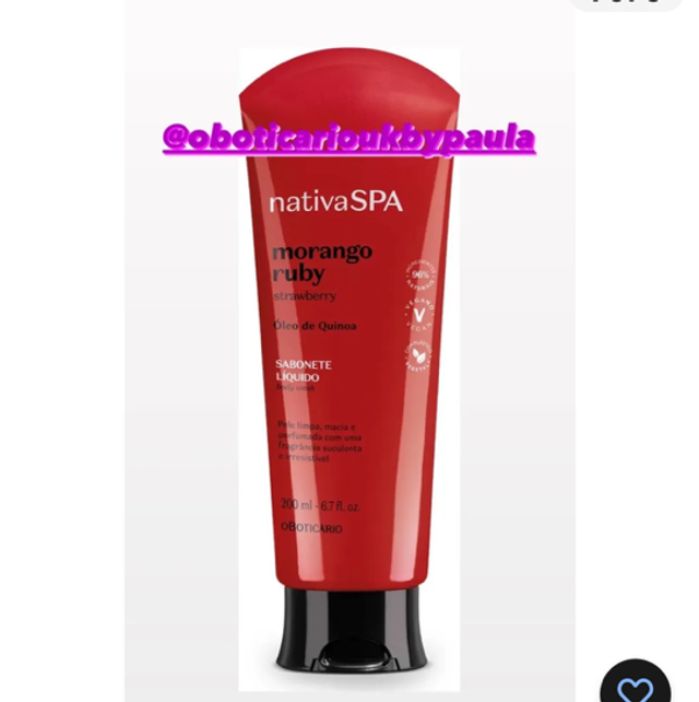 Nativa Spa Sabonete Líquido Corporal Morango Ruby 200ml