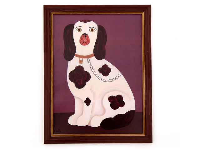 Framed Fine Art Print - Staffordshire Dog - Left Facing - Pink
