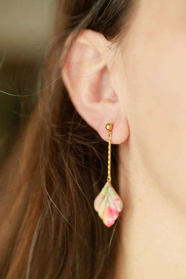 Boucles Oreilles Longues feuilles Collection Gourmandises Acidulées