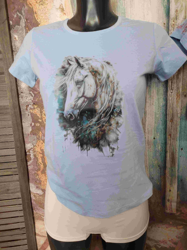 T-SHIRT FEMME BLEU CIEL(A103)