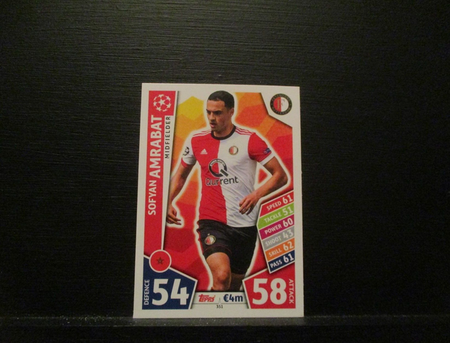 Sofyan Amrabat - UEFA Champions League Match Attax 2017/18 Original Trading Card #351
