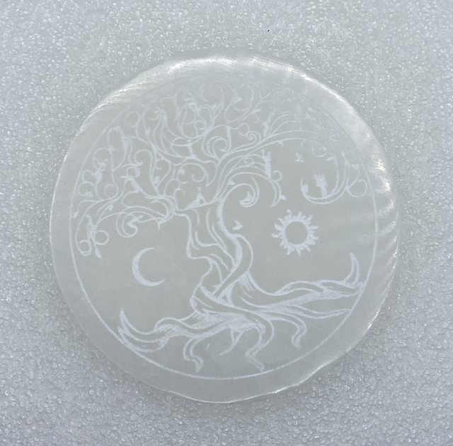 Disque de rechargement en Sélénite Arbre de vie