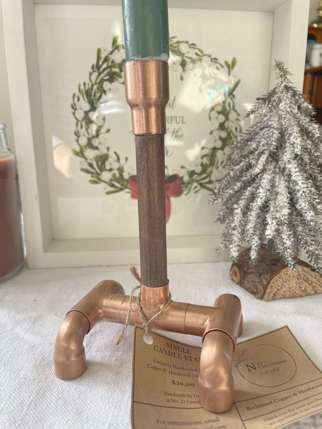 Candlestand | Single | Wood &amp; Copper