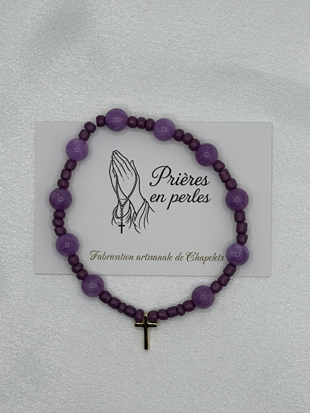 Dizainier artisanal violet – Croix dorée