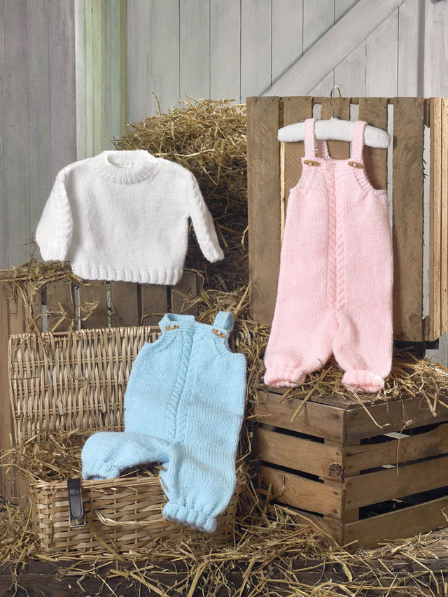 JB785 Baby Aran Sweater and Dungarees Pattern