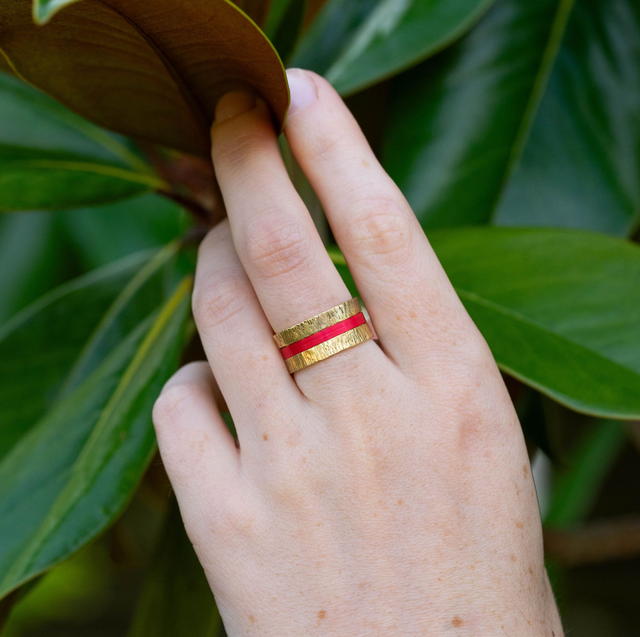 Bague Telluris - Doré, rouge
