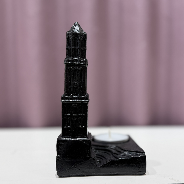 Domtoren waxinelichthouder (kleur zwart)