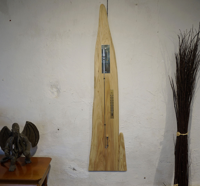 Combiné Thermomètre et Baromètre de Toricelli au Mercure sur Cèdre Rouge