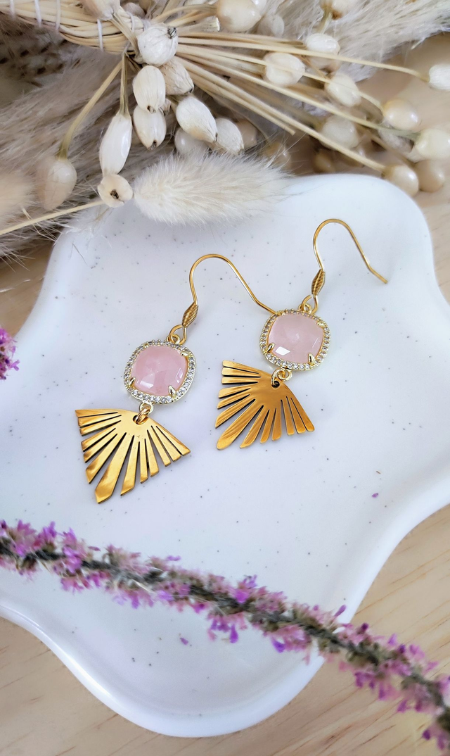 Boucles d'oreilles "Éclat" Quartz rose