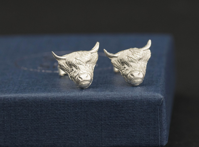 Silver Bull Ear Studs