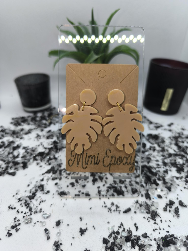 Boucles d&#039;oreilles feuilles beige 