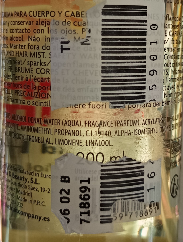 The Fruit Company " Brume scintillante corps et cheveux Summer holidays "