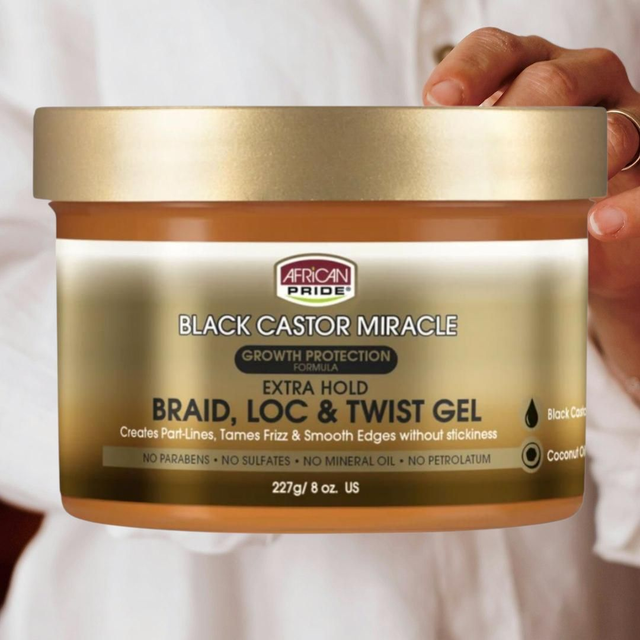 African Pride Black Castor Miracle Braid, Loc & Twist Gel – Extra Hold 227g | Haircare