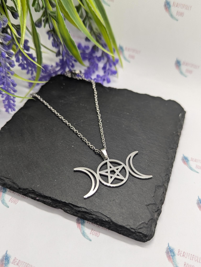 Stainless Steel Necklace with Pentagram Charm