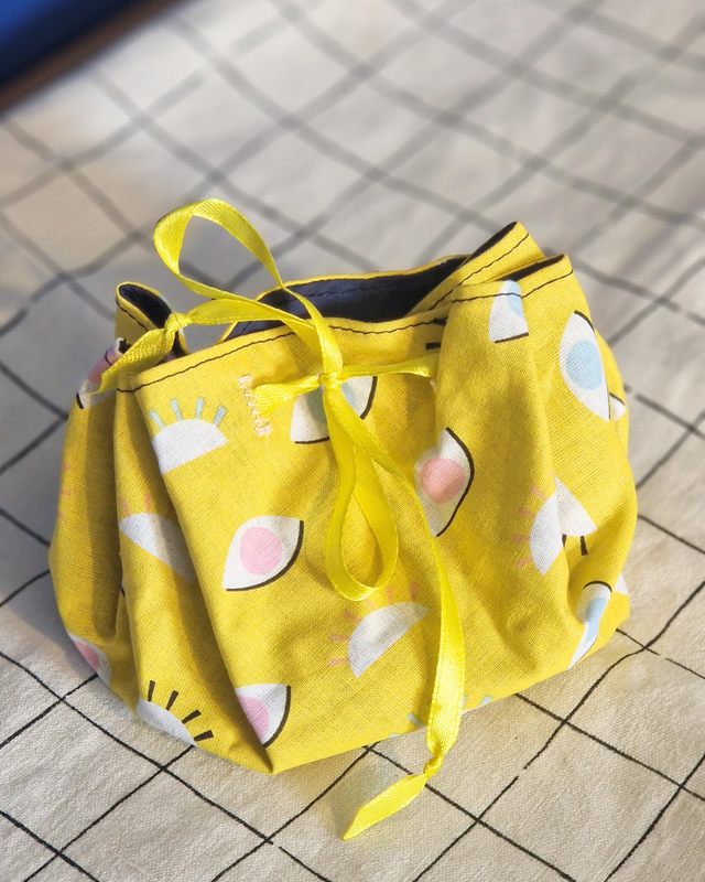 Bourse grande - imprimé jaune et bleu