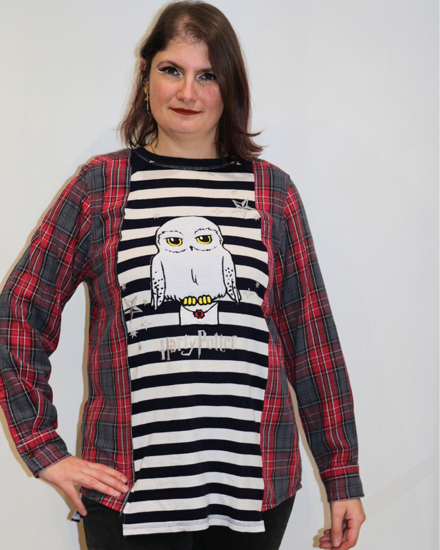 ⚡️Fiche Produit : Top "Hedwige" Upcyclé – Harry Potter - Taille L ⚡️
