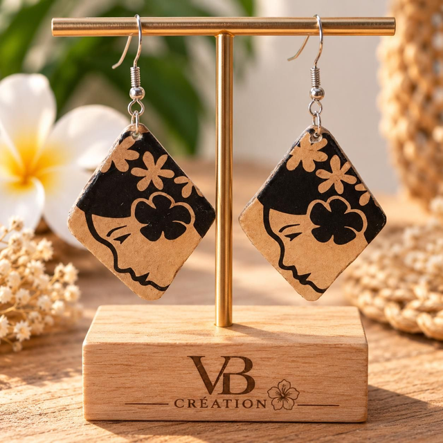 Boucles d'oreilles hinano losanges