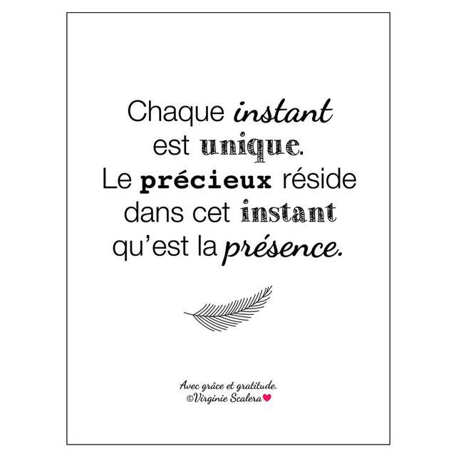 Poster Mantra Citation inspirante " Instant &amp; Présence " 30x40 cm