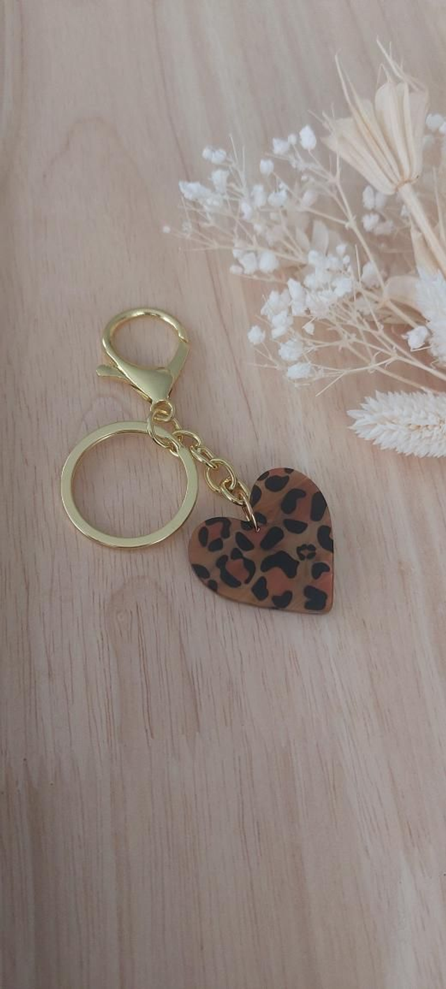 Porte-clés coeur léopard 