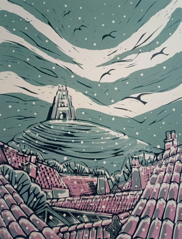 Christmas Card pack of 5 Winter at the Museum, Glastonbury