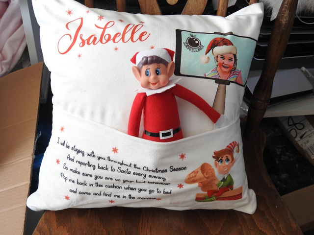 Personalised Cushion for Your Elf with a photo of your child