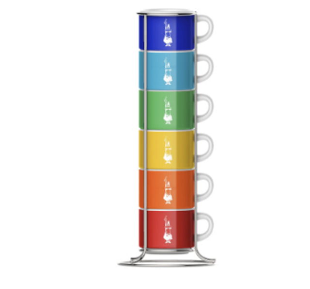 Bialetti Set de 6 tasses empilables - Multicolore - 65 ml