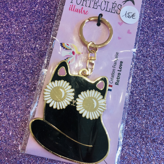 Porte clé &quot;Hippie cat&quot;
