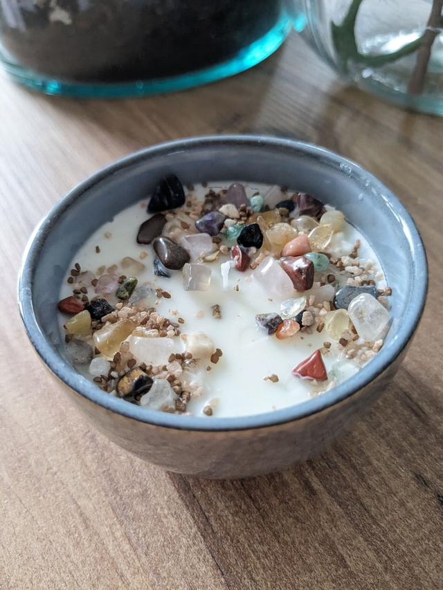 Bougie &amp; pierres naturelles Inde