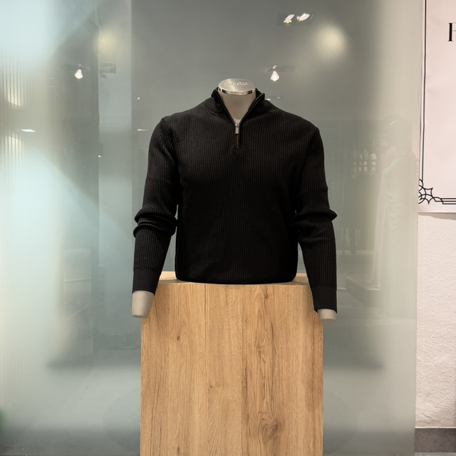 Pullover mit Zipper Schwarz