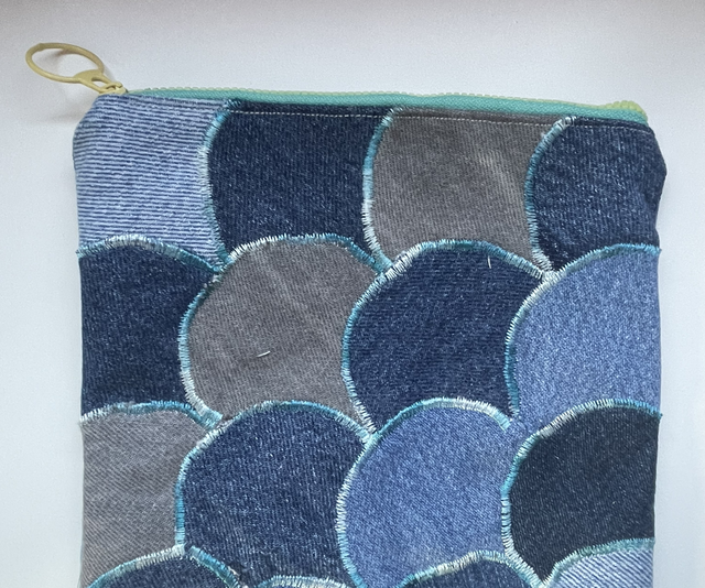 Upcycled denim cosmetic bag 