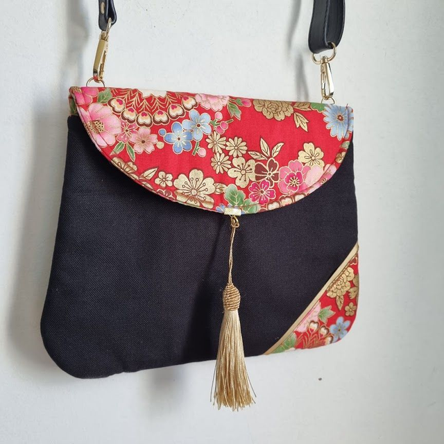 Sac pochette élégante "Sakura" rouge doré