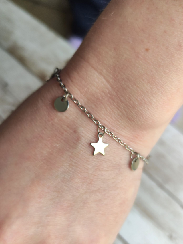 Bracelet acier inoxydable &quot;Etoile argent&quot;