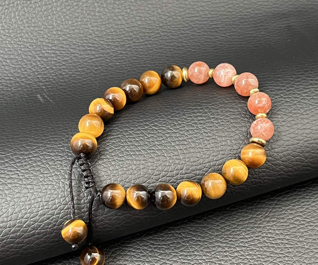 Bracelet en Pierre de Soleil et Œil de Tigre 