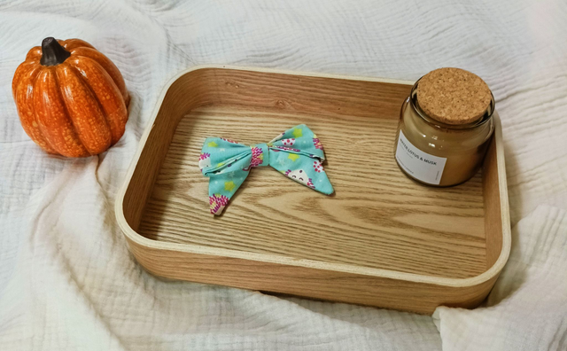 Nœud bleu hérisson rose M