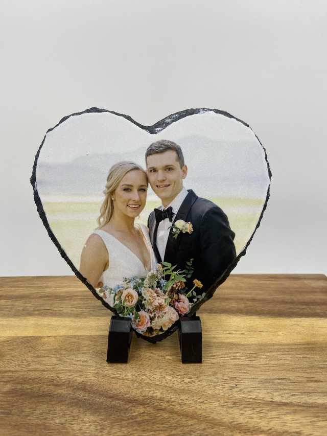 3 - Personalised Slate Tile - Custom Rock Slate - Small Heart