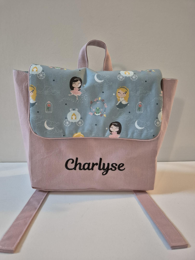 Sac à dos rose et princesses personnalisé