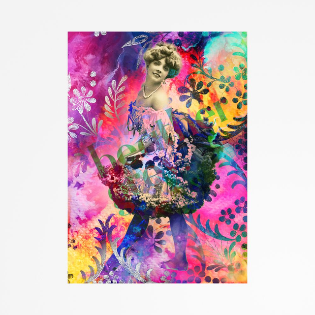 &#039;Mignonette Kokin&#039; Mounted ACEO | 2.5x3.5&quot; Open Edition Collage Print with 4x6&quot; Mount