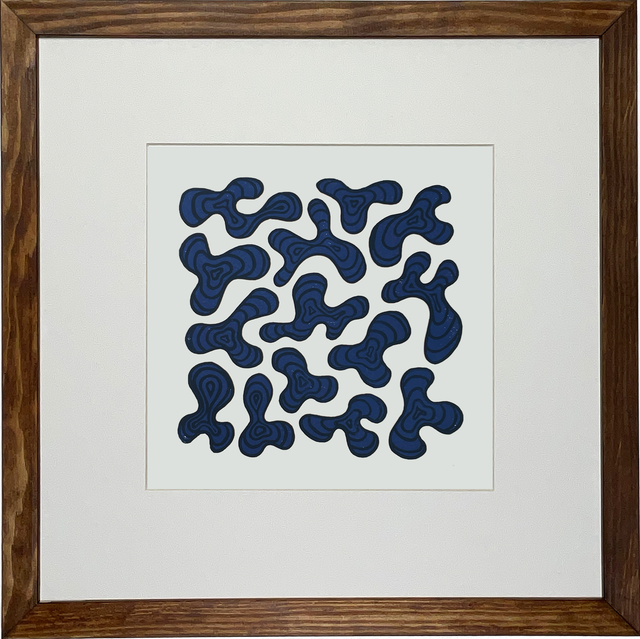 Reduktionsdruck "Topography of Bubblebath with Indigo" 30x30cm