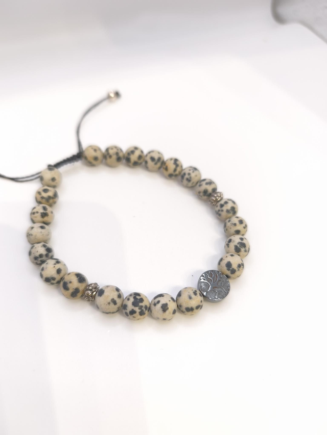Bracelet homme jaspe dalmatien 