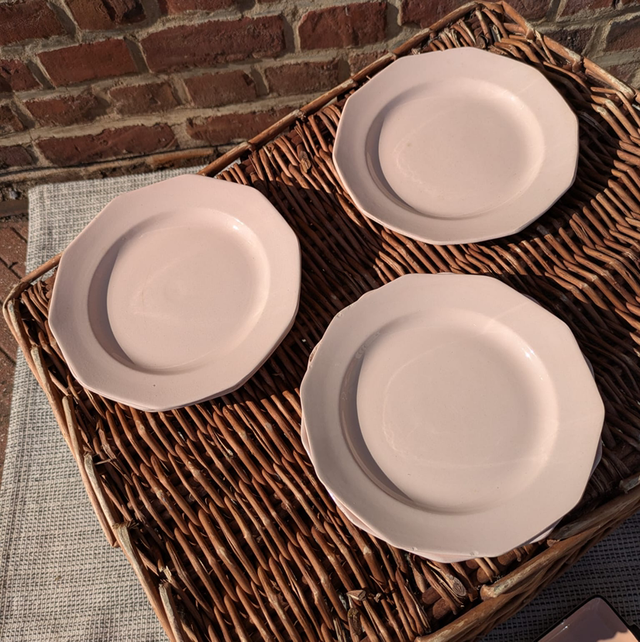 Assiettes à dessert octogonal rose 